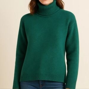 J CREW Turtleneck Sweater Supersoft Yarn Merino Wool Alpaca Blend Kelly Green L